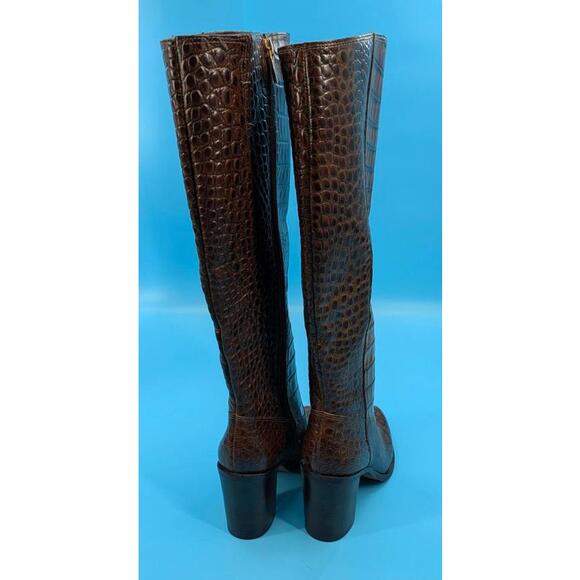 Vince Camuto Tall Shaft Leather Boots Pearlanie Glaze Croco in Rich Cocoa NWT 9 - Picture 6 of 8